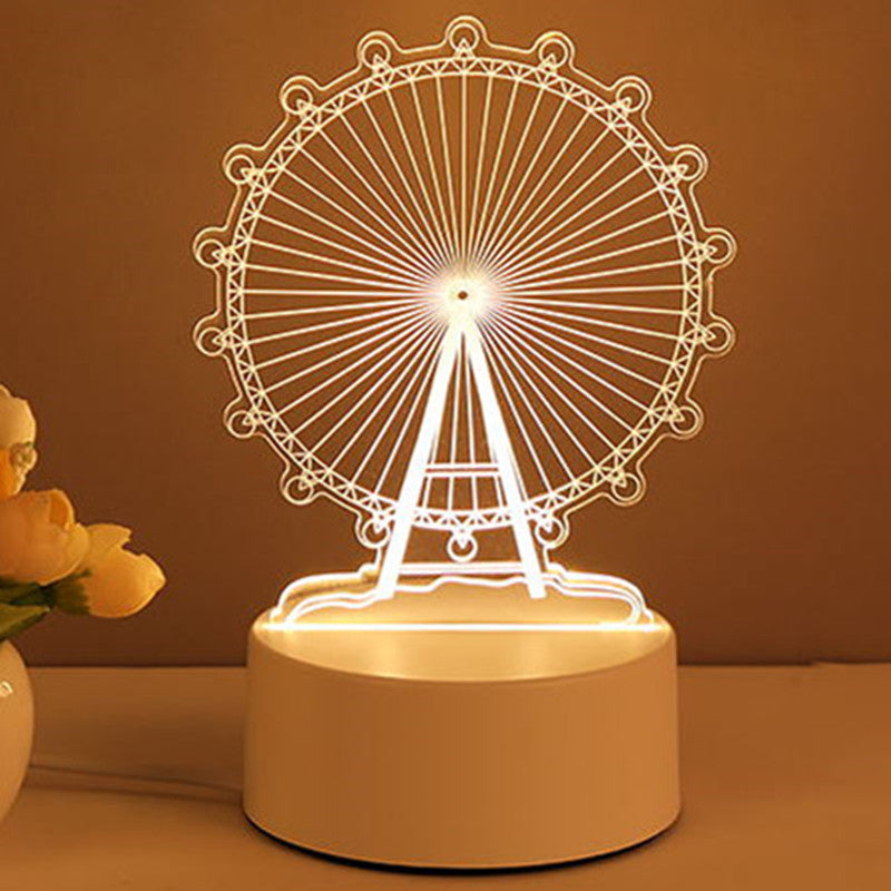 3D Illusion Acrylic USB LED Night Light Lamp - Xmas Home Decor & Valentine's Day Gift