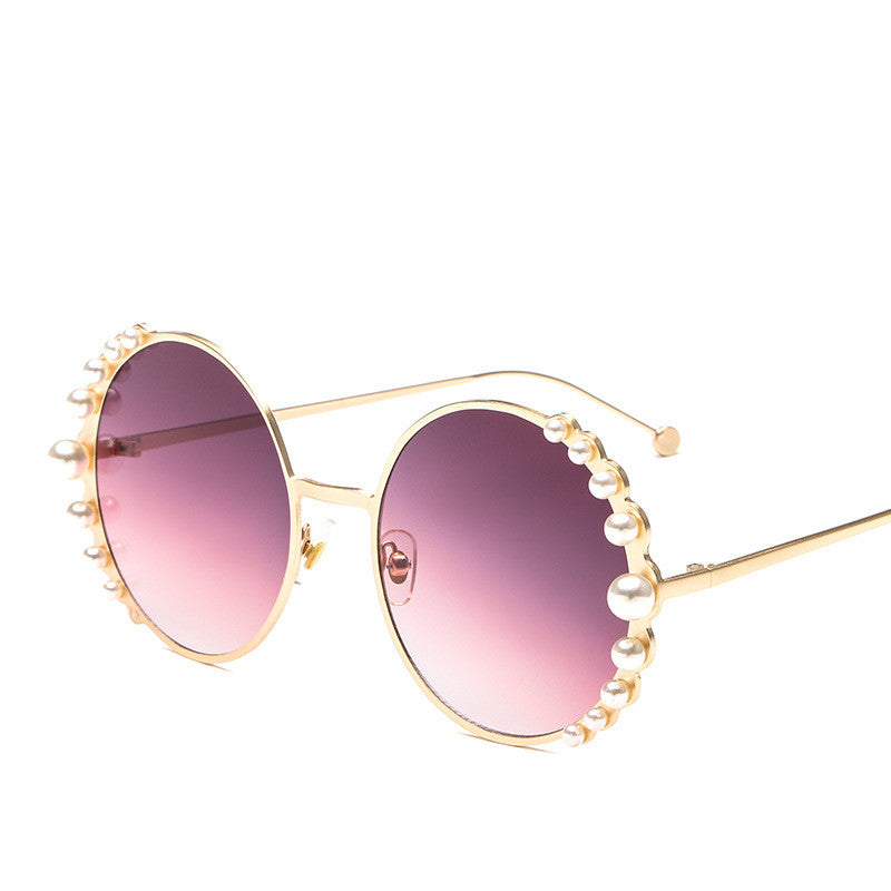 Round Frame Pearl UV400 Sunglasses for Women
