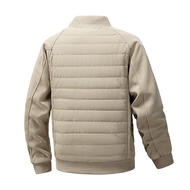 Baseball Collar Color-blocked Cotton-padded Jacket For Men
