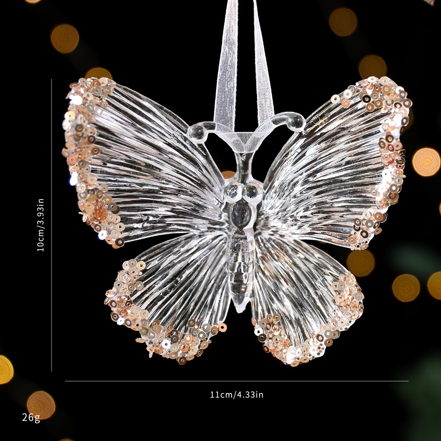 Sequined Acrylic Christmas Pendants – Transparent Holiday Ornaments for Tree, Home & Party Décor