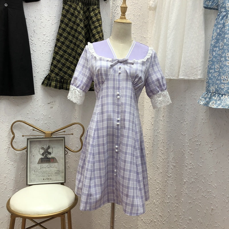 French plaid dress women - GM Traders