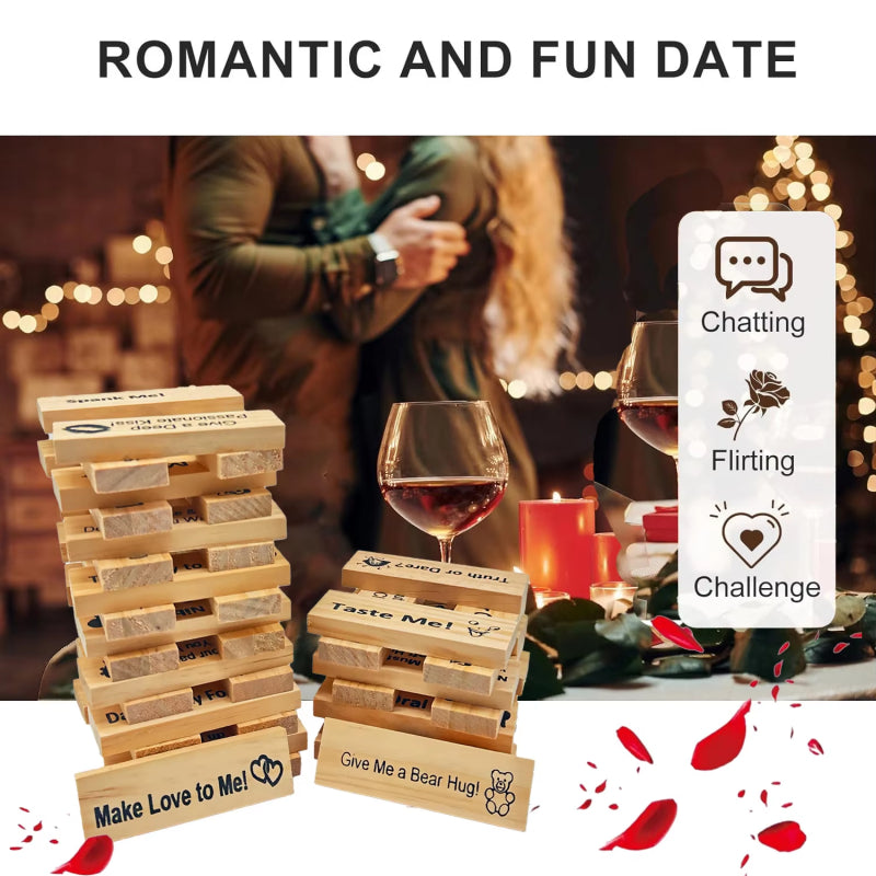 Intimacy Block Tower Couple Game - Romantic Date Night Stacking Game & Valentine's Gift - Anniversary Gift