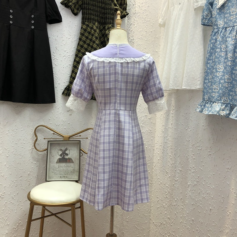 French plaid dress women - GM Traders