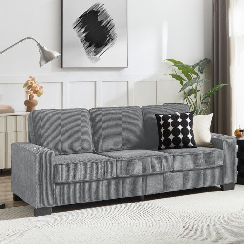 83.86Corduroy Fabric Sofa,Modern Compressed Couch,3-Seater Sofa, Furniture For Living Room,Bedroom,office - GM Traders