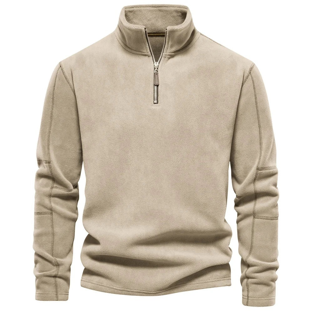 Fashion Personality Stand-Collar Zippered Fleece Sweatshirt – Winter Warm Casual Pullover for Men | Dubai UK USA