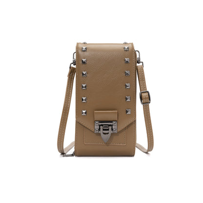 Rivet Design Shoulder Bags Mobile Phone Handbag Solid Color Crossbody Bags Women - GM Traders