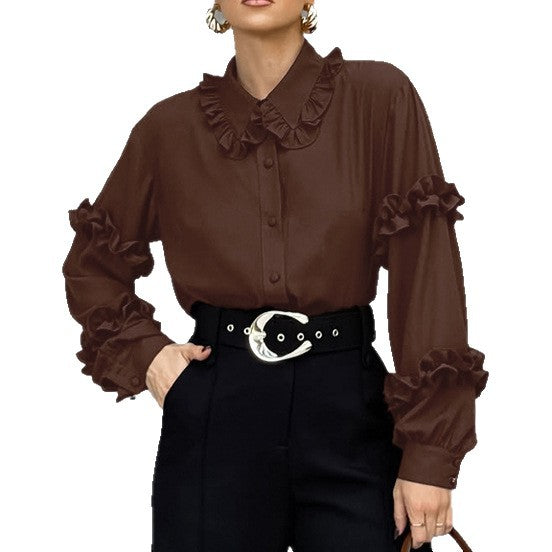 Elegant Temperament Women's Casual Open Front Shirt – Long Sleeve Fashion Top | Winter