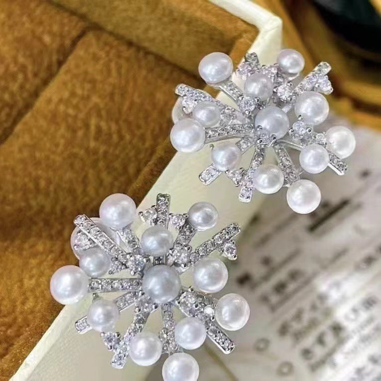 High Quality Pearl Stud Earrings Ring Snowflake Set - GM Traders