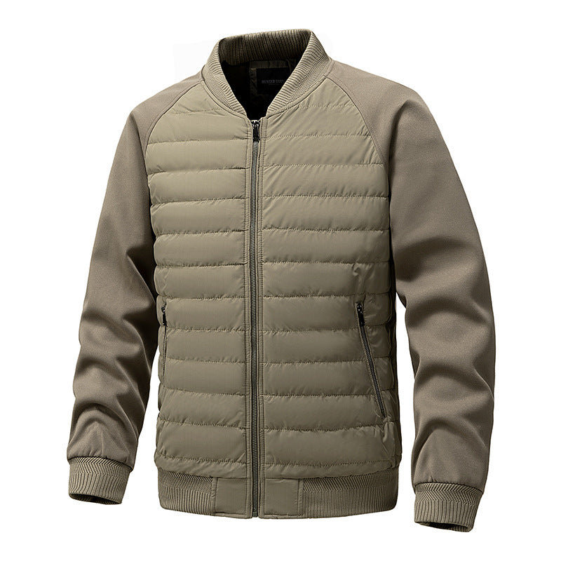 Baseball Collar Color-blocked Cotton-padded Jacket For Men