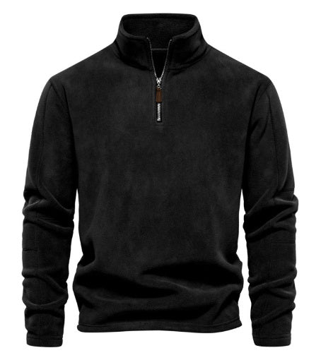 Fashion Personality Stand-Collar Zippered Fleece Sweatshirt – Winter Warm Casual Pullover for Men | Dubai UK USA