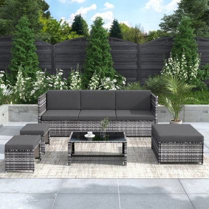 Lounge Set, Garden Furniture Set, Ratten Sofa, Seating Group, Patio Furniture, Grey