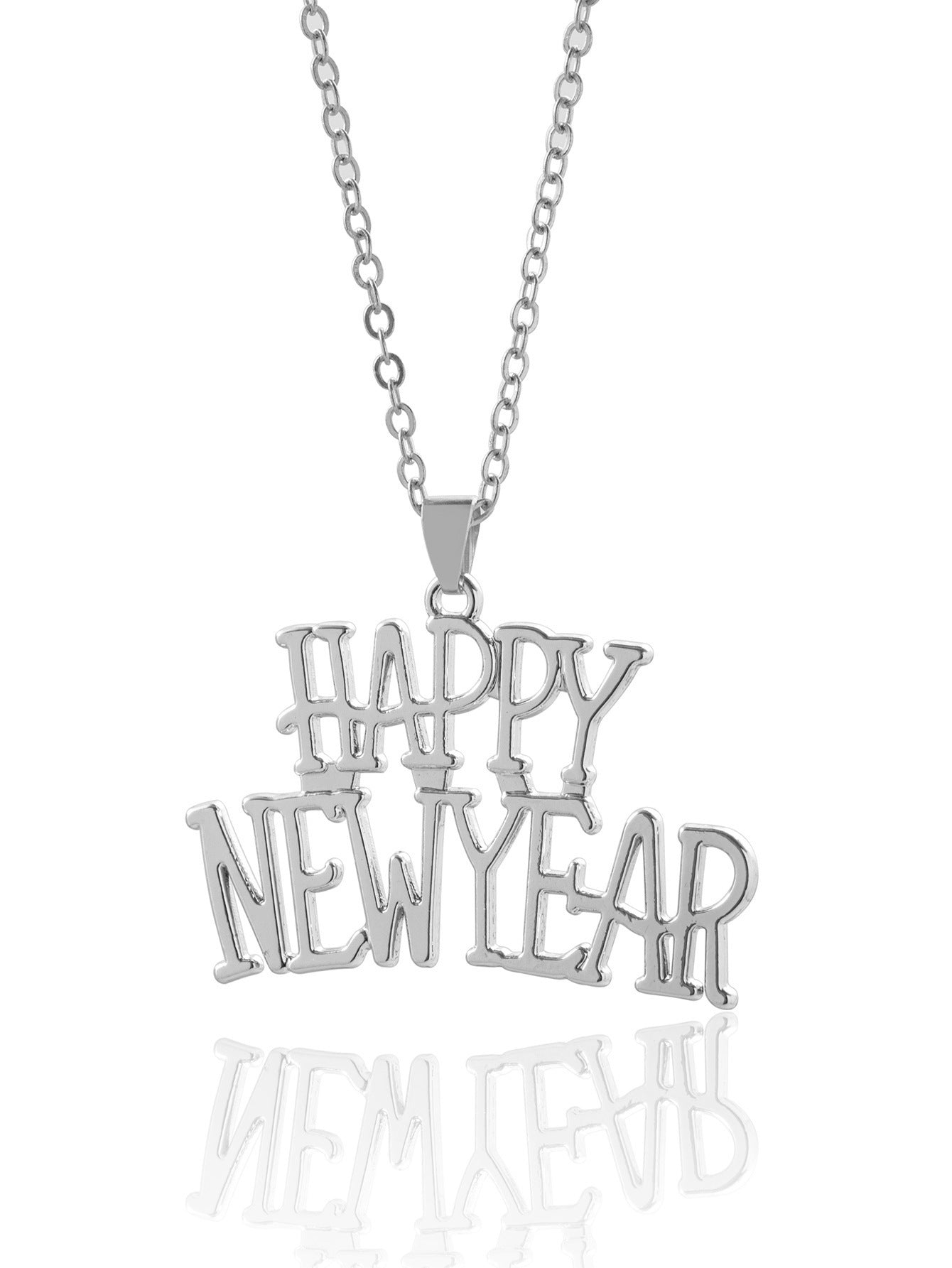 Happy New Year English Letter Necklace – Fashion Classic Unisex Pendant Jewelry | Gold, Silver, Red, Green | Dubai | London | USA | UK | Europe | Canada | Australia