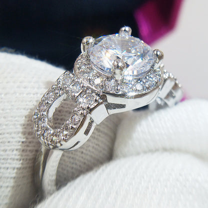 Cross-border exclusive handicraft supply AliExpress best selling high quality inlaid super-flash zircon Platinum trend ring - GM Traders