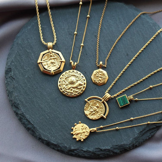 Clavicle chain sweater chain gold coin item coin necklace - GM Traders