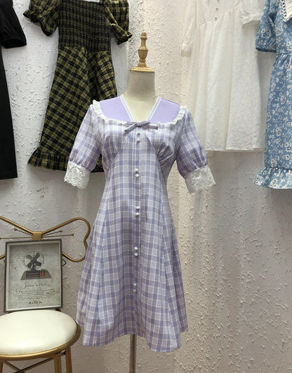 French plaid dress women - GM Traders