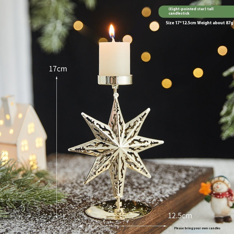 Romantic Christmas Wrought Iron Candlestick – Elegant Candle Tray Decoration for Holiday Home & Table Décor