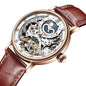 New KINYUED genuine automatic leather men's watch watches hollow mechanical watches travel time accurate - GM Traders