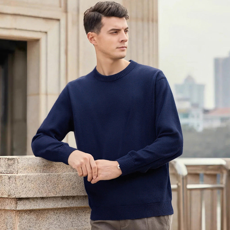 Men’s Thickened Cotton Knit Base Layer Top | Slim Fit Warm-Keeping Pullover