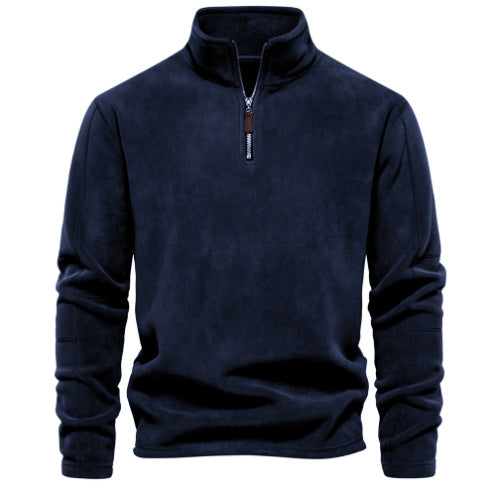 Fashion Personality Stand-Collar Zippered Fleece Sweatshirt – Winter Warm Casual Pullover for Men | Dubai UK USA