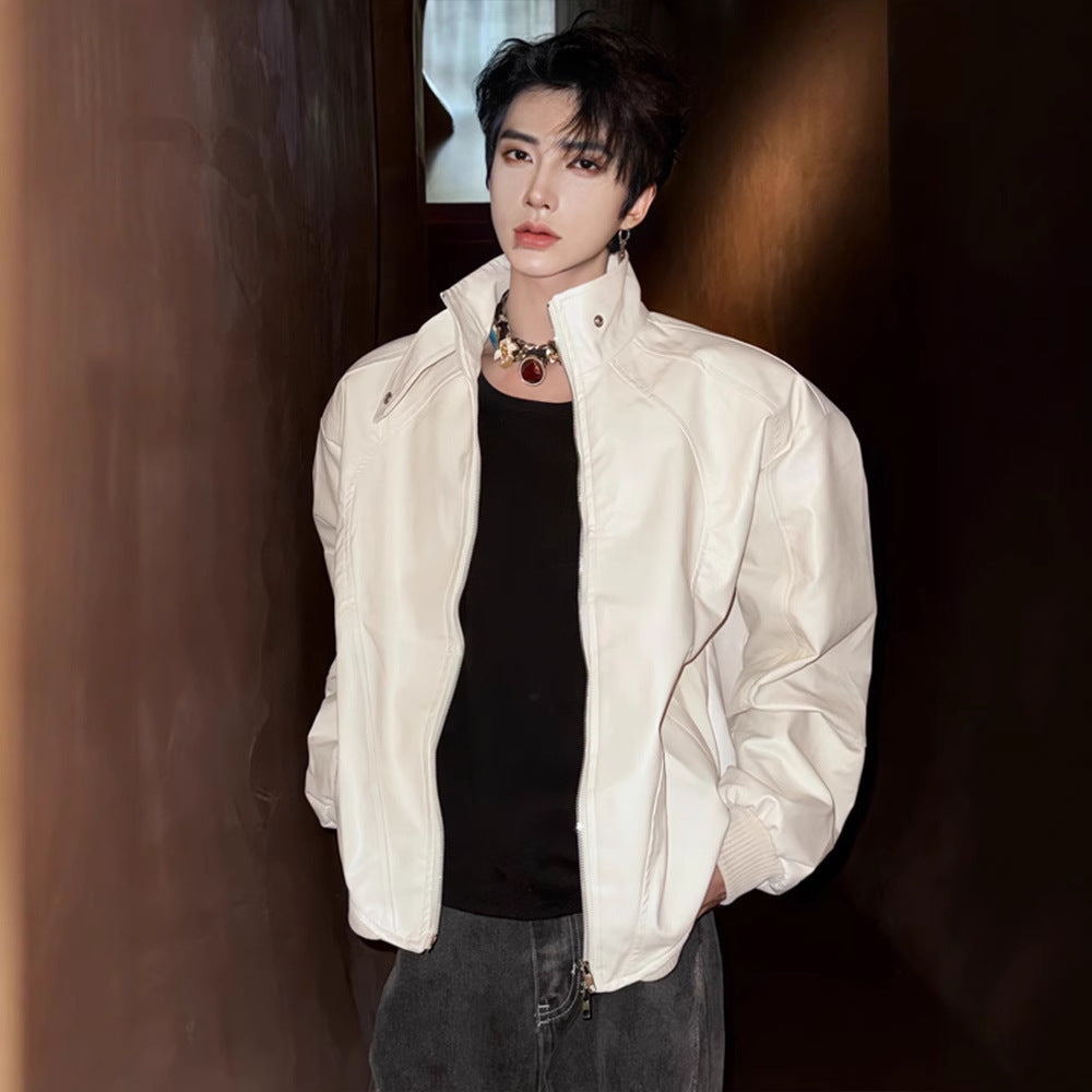 Men’s Stylish Casual Short Leather Jacket | Slim Fit Synthetic Leather Autumn Coat |Winter