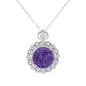 Luxurious S925 Silver Set Natural Amethyst Pendant Female Vintage Pattern Senior Jewelry Quality Sweater Chain - GM Traders