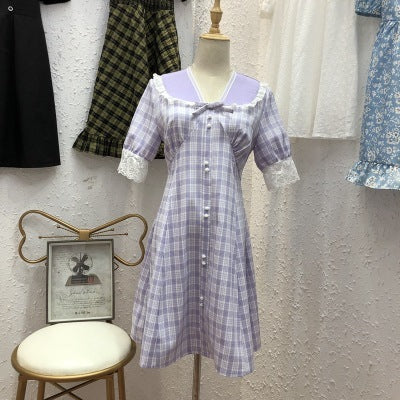 French plaid dress women - GM Traders