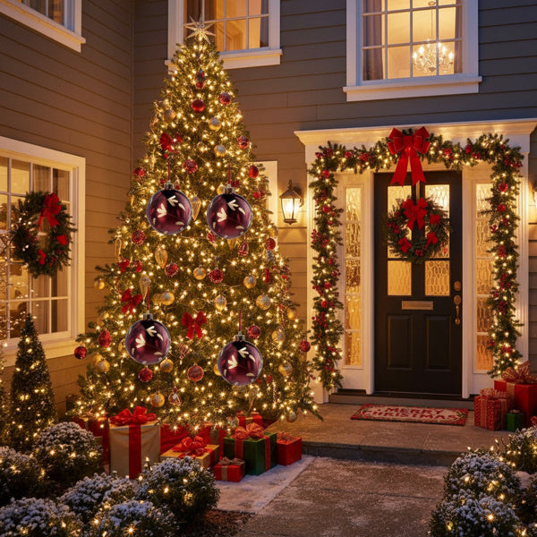 4PCS Christmas Glass Ball Ornaments – Shiny Hanging Xmas Tree Decorations for Holiday Party & Home