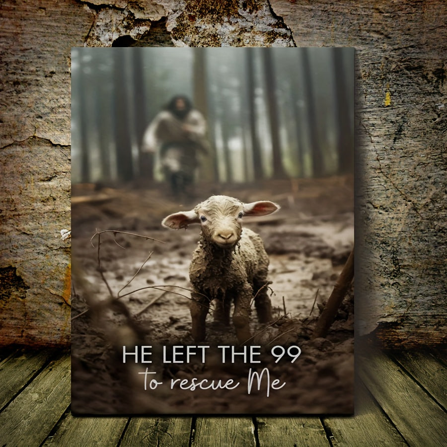 He Left 99 to Save Me – Christian Framed Canvas Wall Art for Home & Living Room
