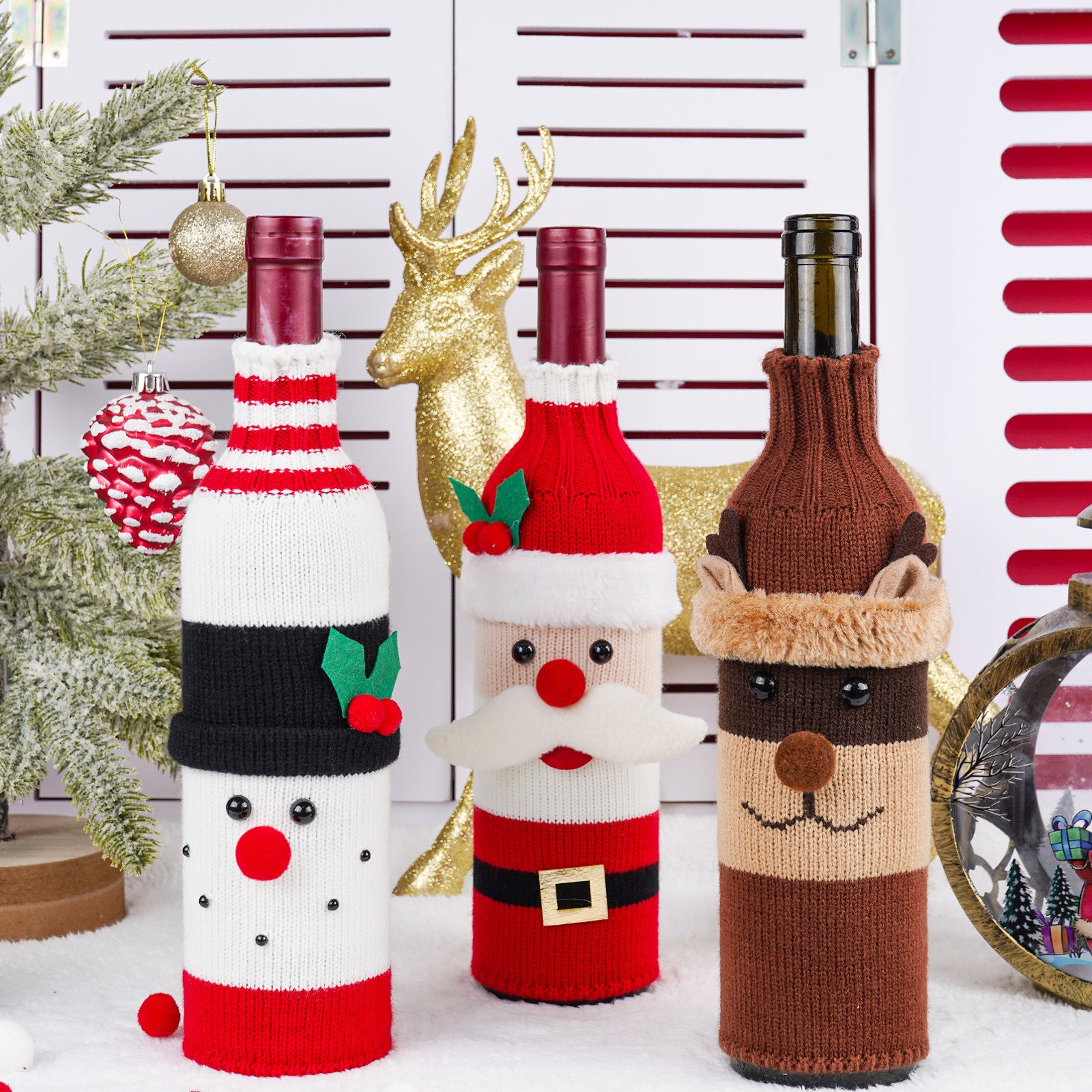 Christmas Bottle Cover – Home Fashion Simple Holiday Decoration for Wine & Bottles