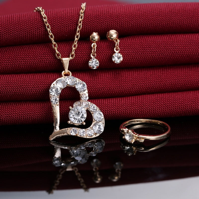 Heart Pendant Jewelry Set Rhinestone Jewellery - GM Traders