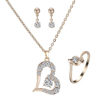 Heart Pendant Jewelry Set Rhinestone Jewellery - GM Traders