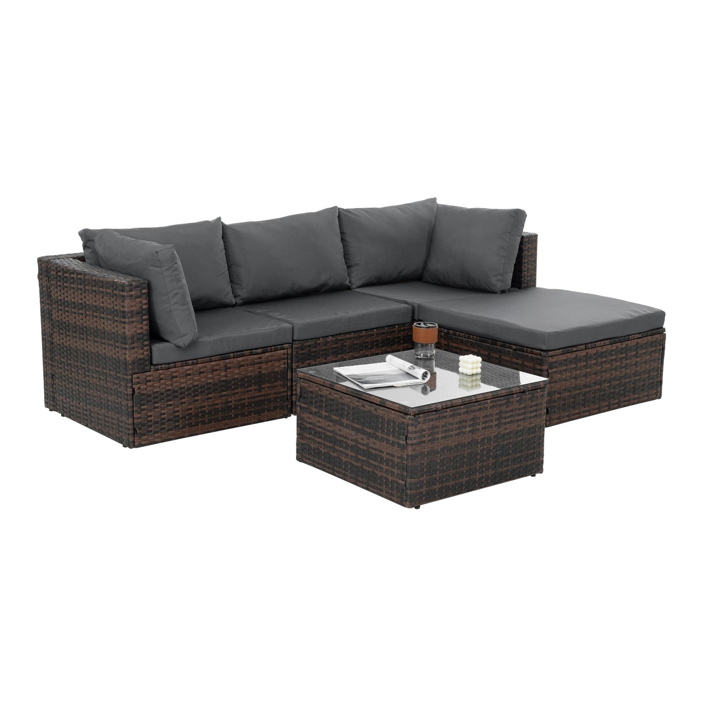 Patio Furniture, Outdoor Furniture, Seasonal PE Wicker Furniture, 5 Set Wicker Furniture With Temper - GM Traders