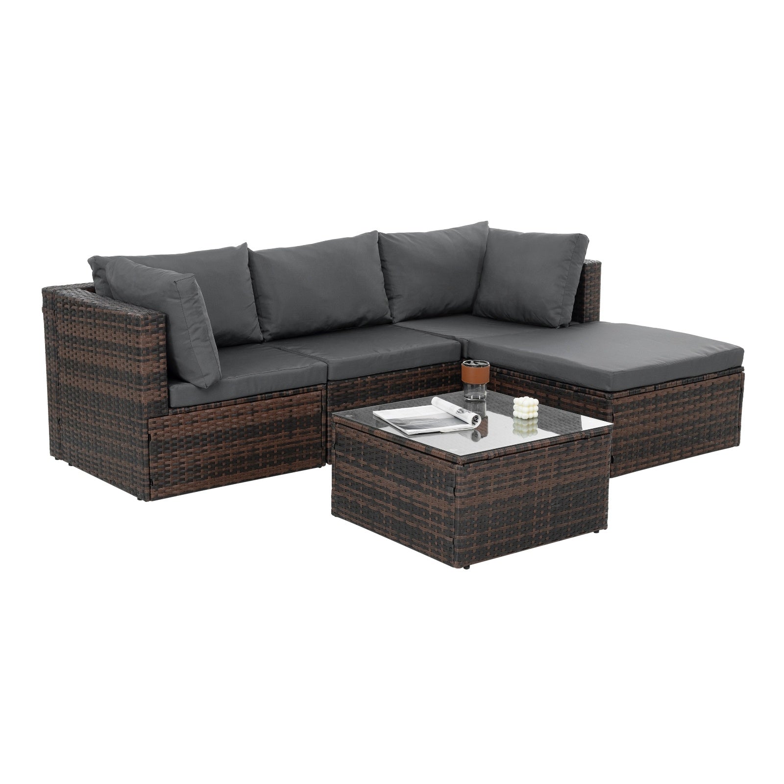 Patio Furniture, Outdoor Furniture, Seasonal PE Wicker Furniture, 5 Set Wicker Furniture With Temper - GM Traders