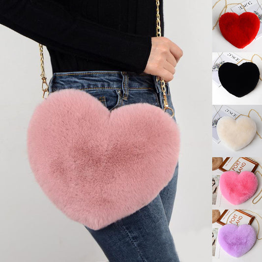Love Bags For Women Plush Chain Shoulder Bags Valentine's Day Party Bag - GM Traders