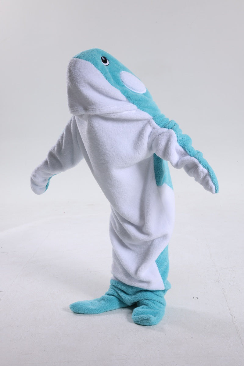 Dolphin & Shark Hooded Blanket Sleeping Bag – Soft Thickened Plush Pullover | Winter