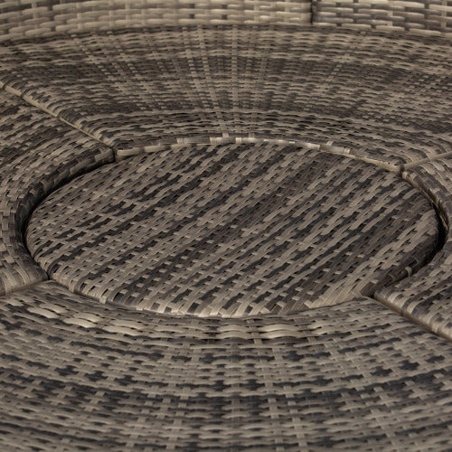 Outsunny Outdoor PE Rattan Garden Furniture With Cushioned, Patio Wicker Conversation Furniture Set, Round Daybed With Retractable Canopy, Coffee Table And Three Pillows, Dark Grey