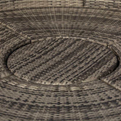 Outsunny Outdoor PE Rattan Garden Furniture With Cushioned, Patio Wicker Conversation Furniture Set, Round Daybed With Retractable Canopy, Coffee Table And Three Pillows, Dark Grey