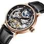 New KINYUED genuine automatic leather men's watch watches hollow mechanical watches travel time accurate - GM Traders