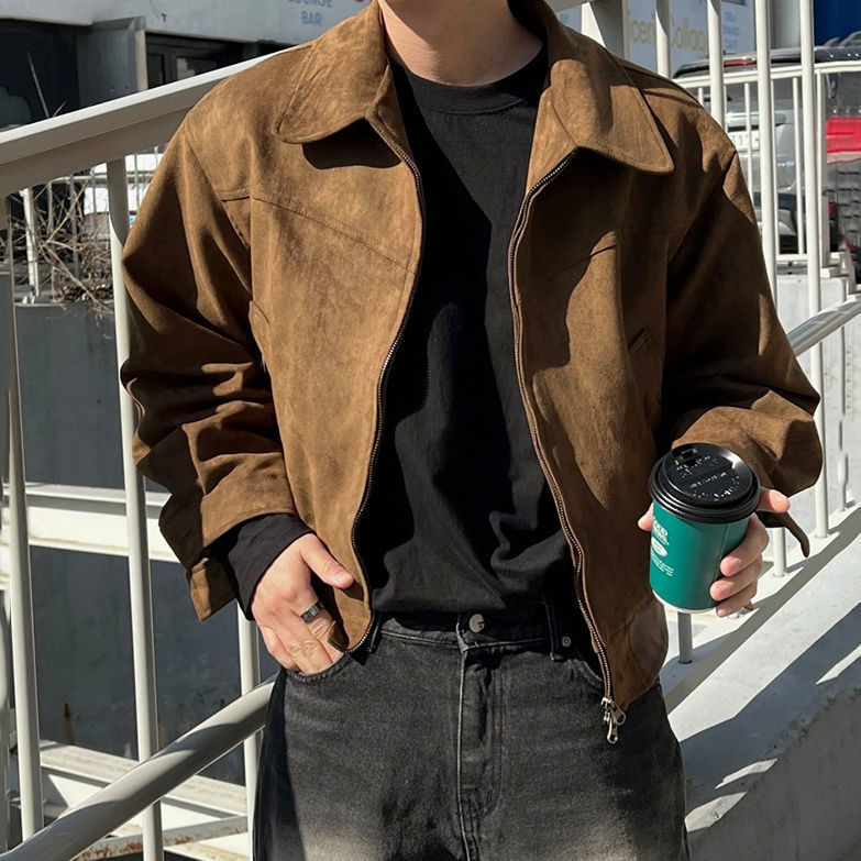 Men’s Loose Lapel Short Jacket – Hong Kong Style Fashion Coat | Spring & Autumn Casual Outerwear