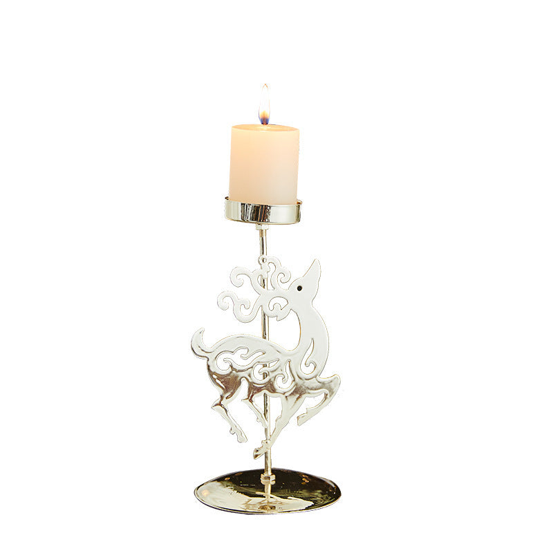 Romantic Christmas Wrought Iron Candlestick – Elegant Candle Tray Decoration for Holiday Home & Table Décor