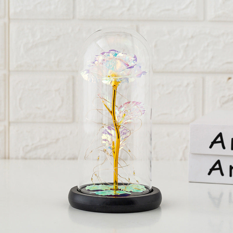 Eternal Preserved Rose Flower in Glass Dome Cover - Handmade Gift Box Decor,Valentine Gift