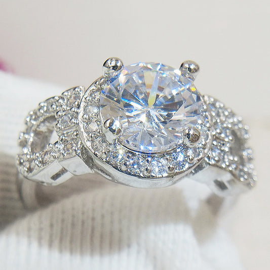 Cross-border exclusive handicraft supply AliExpress best selling high quality inlaid super-flash zircon Platinum trend ring - GM Traders