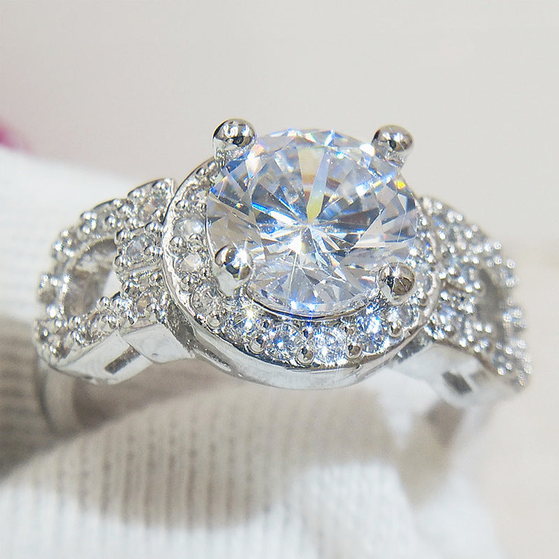 Cross-border exclusive handicraft supply AliExpress best selling high quality inlaid super-flash zircon Platinum trend ring - GM Traders