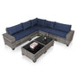 7-Piece Outdoor Patio Set – Wicker Rattan Sofa with Glass Tables & Cushions🛋️✨ - GM Traders
