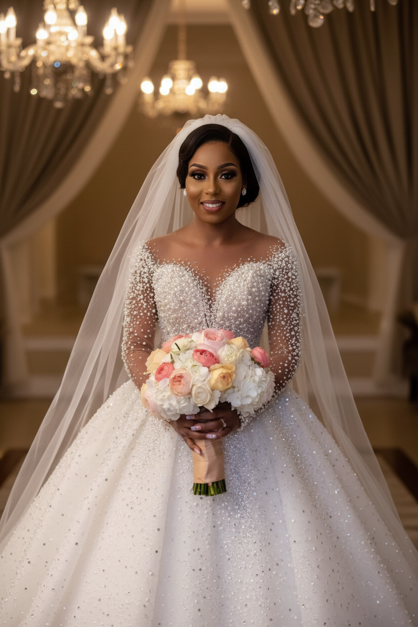 Ball Gown Wedding Dress Long Sleeves Bridal Gown