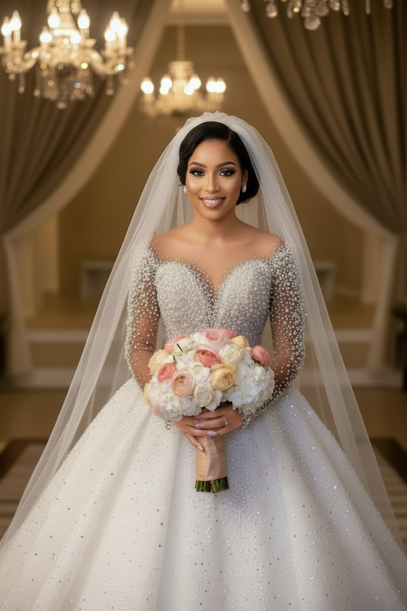 Ball Gown Wedding Dress Long Sleeves Bridal Gown