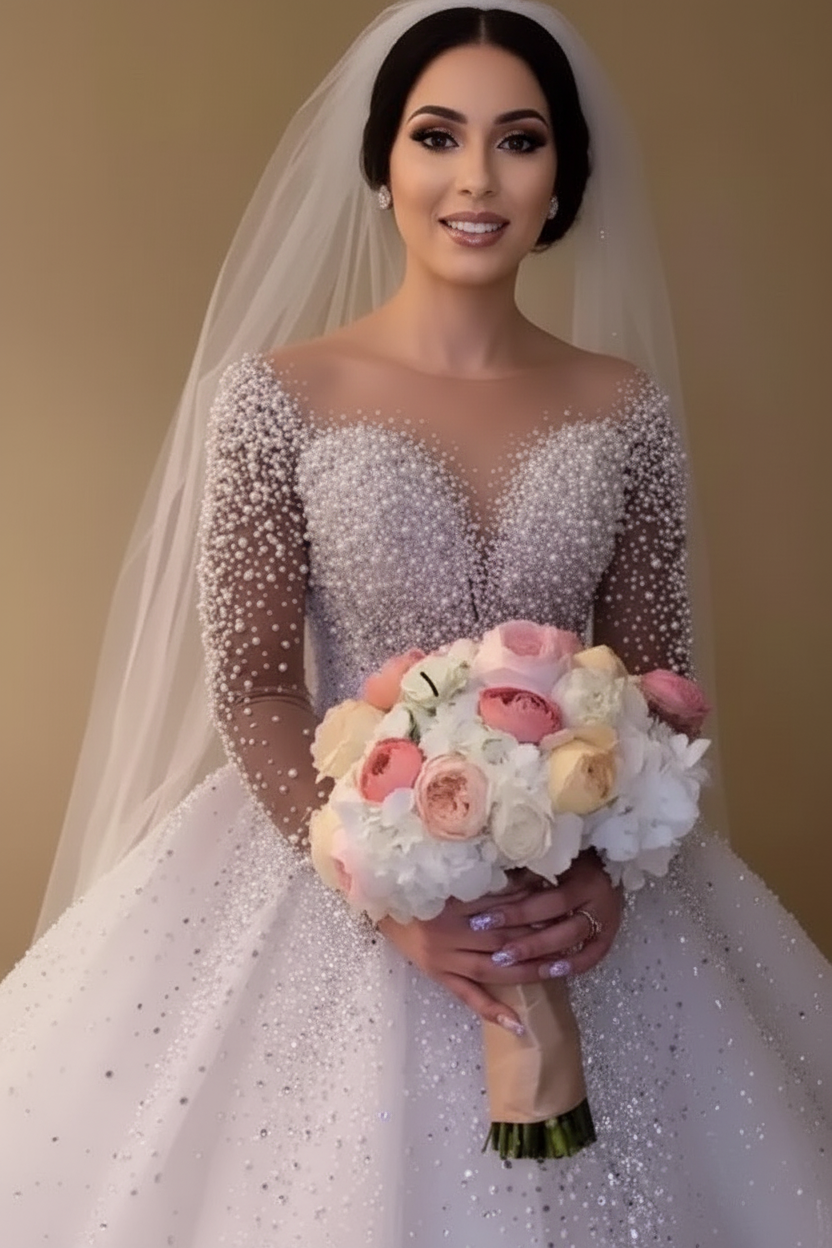 Ball Gown Wedding Dress Long Sleeves Bridal Gown