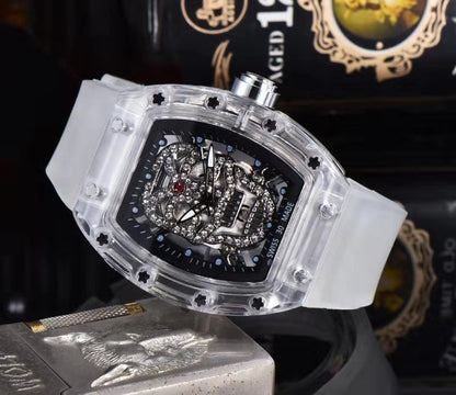 Men’s Business Watch – Ghost Punk Design with Diamond Transparent Case