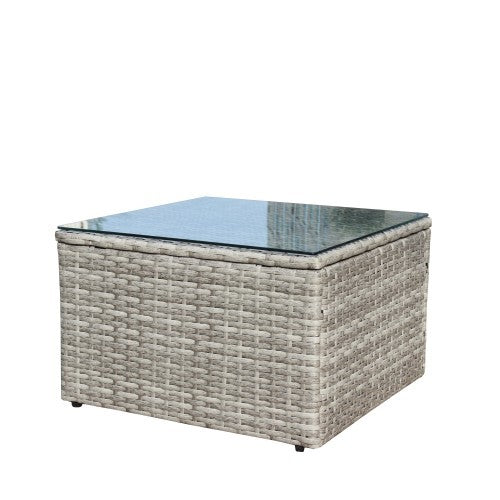 4 Piece Patio Sectional Wicker Rattan Outdoor Furniture Sofa Set With Storage Box Grey - GM Traders