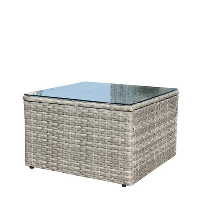 4 Piece Patio Sectional Wicker Rattan Outdoor Furniture Sofa Set With Storage Box Grey - GM Traders